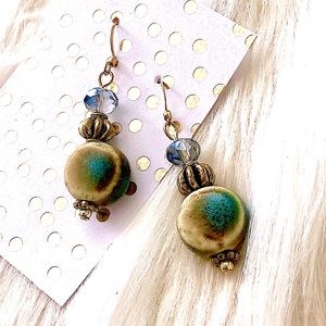 Turquoise Ceramic Bead Dangly Earrings!!!!